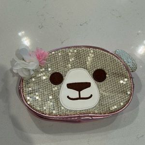 Sequin Teddy Bear Makeup Bag